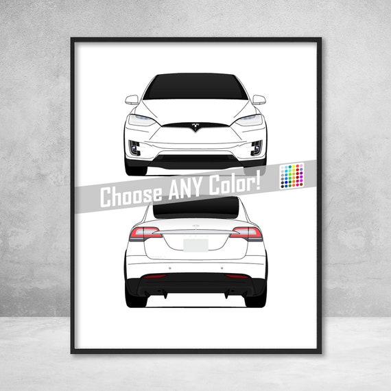 Tesla Model X Front And Rear View Tesla Motors Poster Print Wall Art Decor C1