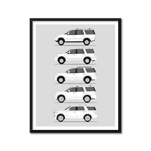Ford Expedition Inspired Car Poster (Side Profile) Print Wall Art Decor of Ford Expedition Generations History Evolution BX1 (Unframed)