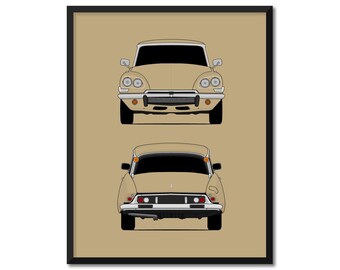 Citroen DS (1968-1975) (Front and Rear) Poster Print Wall Art Decor DX1 (Unframed)