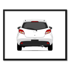 Mazda 2 DE/DH (2007-2014) (Rear) Inspired Car Poster Print Wall Art Decor Handmade CX1 (Unframed)