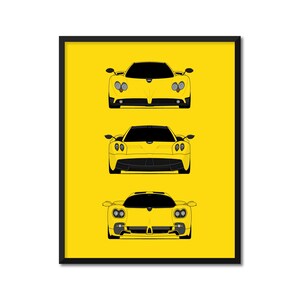 Pagani Zonda Huayra Generations Inspired Car Poster Print Wall Art Decor of the History and Evolution of Pagani Automobili AX2 (Unframed)
