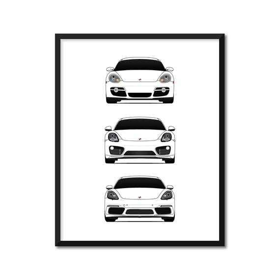Porsche Cayman Car Poster Print Wall Art of the History and