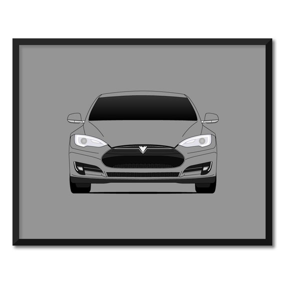 Tesla Model S 2013 2016 Pre facelift Inspired Car Poster Print