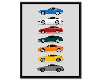 Nissan Z Car Generations Poster (side Profile) Print History