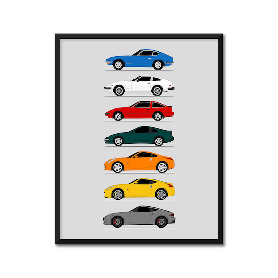 Nissan Z Car Generations Poster (side Profile) Print History