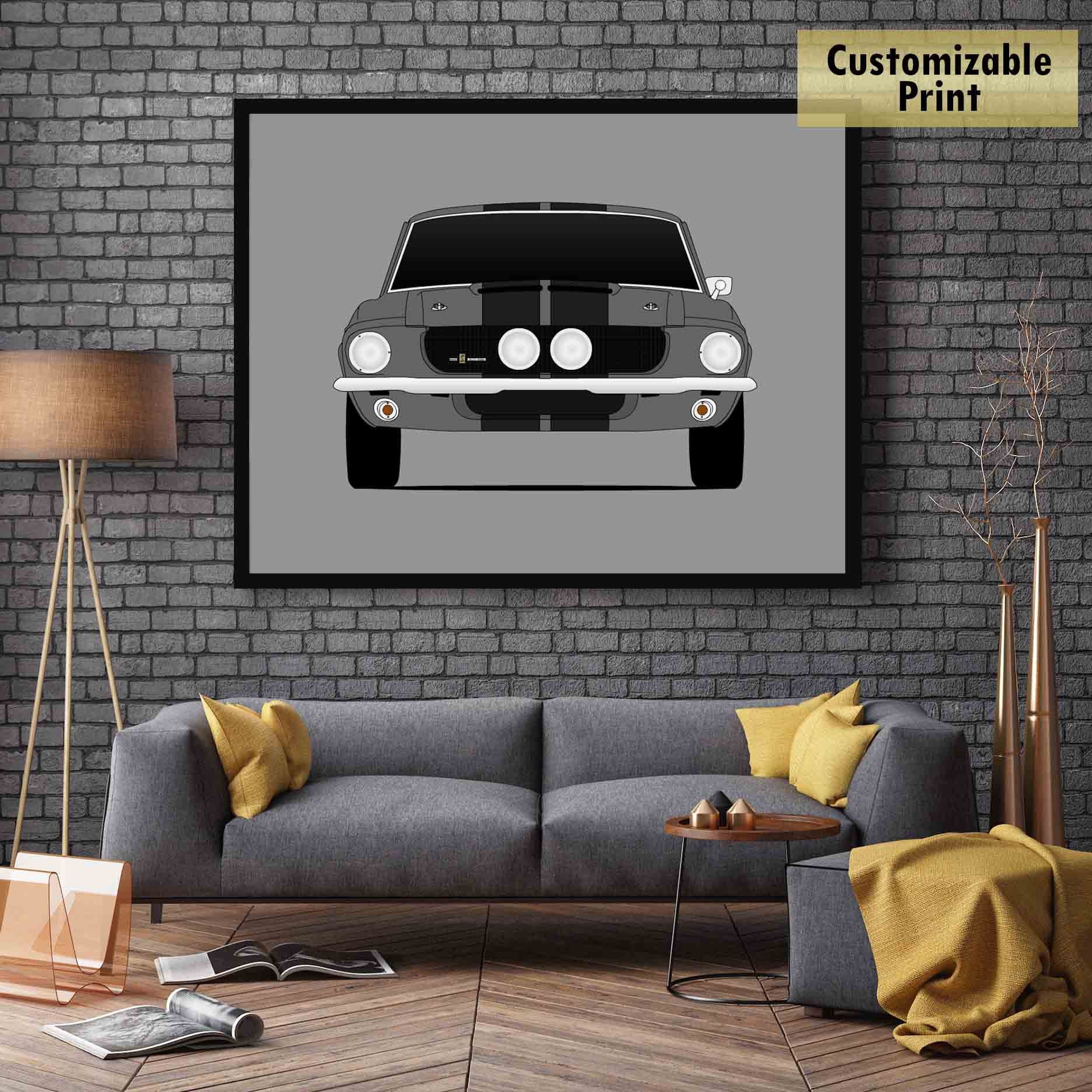 Ford Mustang 1967 Shelby GT500 Cobra Car Poster Print Wall Art Decor ...