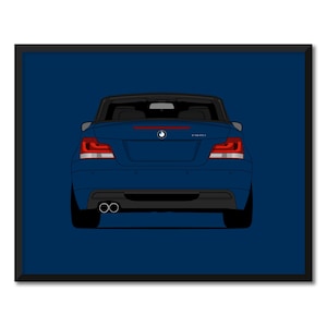 BMW 1 Series (135i) Convertible (E82 E87 E88) (2007-2013) (Rear) Inspired Car Poster Print Wall Art Decor CX1 (Unframed)