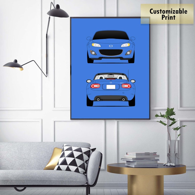 Mazda Miata MX-5 NC Roadster JDM Front and Rear View Poster Print Wall Art Decor D1