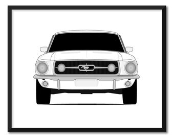 Ford Mustang GT (1967-1968) Inspired Car Poster Print Wall Art Decor CX1 (Unframed)