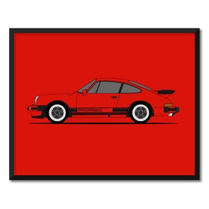 Porsche 911 930 Carrera (1981-1983) (Side Profile) Inspired Car Poster Print Wall Art Decor CX1 (Unframed)