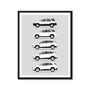 Ford Escape Inspired Poster (Side Profile) Print Wall Art Decor of the Escape I II III IV Generations History Evolution BX1 (Unframed)