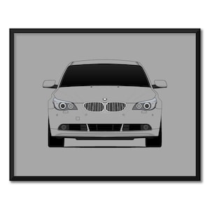 BMW 5-serie E60 (2003-2007) geïnspireerd op autoposter print muurkunst decor CX1 (ingelijst)