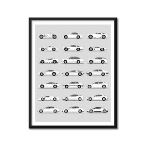 Maserati Inspired Car Poster (Side Profile) Print Wall Art Decor of the Best of Maserati Generations History Evolution BX1 (Unframed)