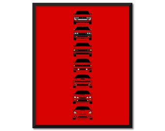 Toyota Celica Generations Car Poster Print Wall Art Decor of the History and Evolution of the Celica AX2 (Unframed)