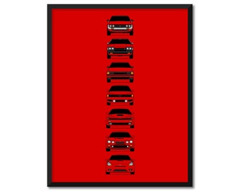 Toyota Celica Generations Inspired Car Poster Print Wall Art Decor of the History and Evolution of the Celica AX2 (Unframed)