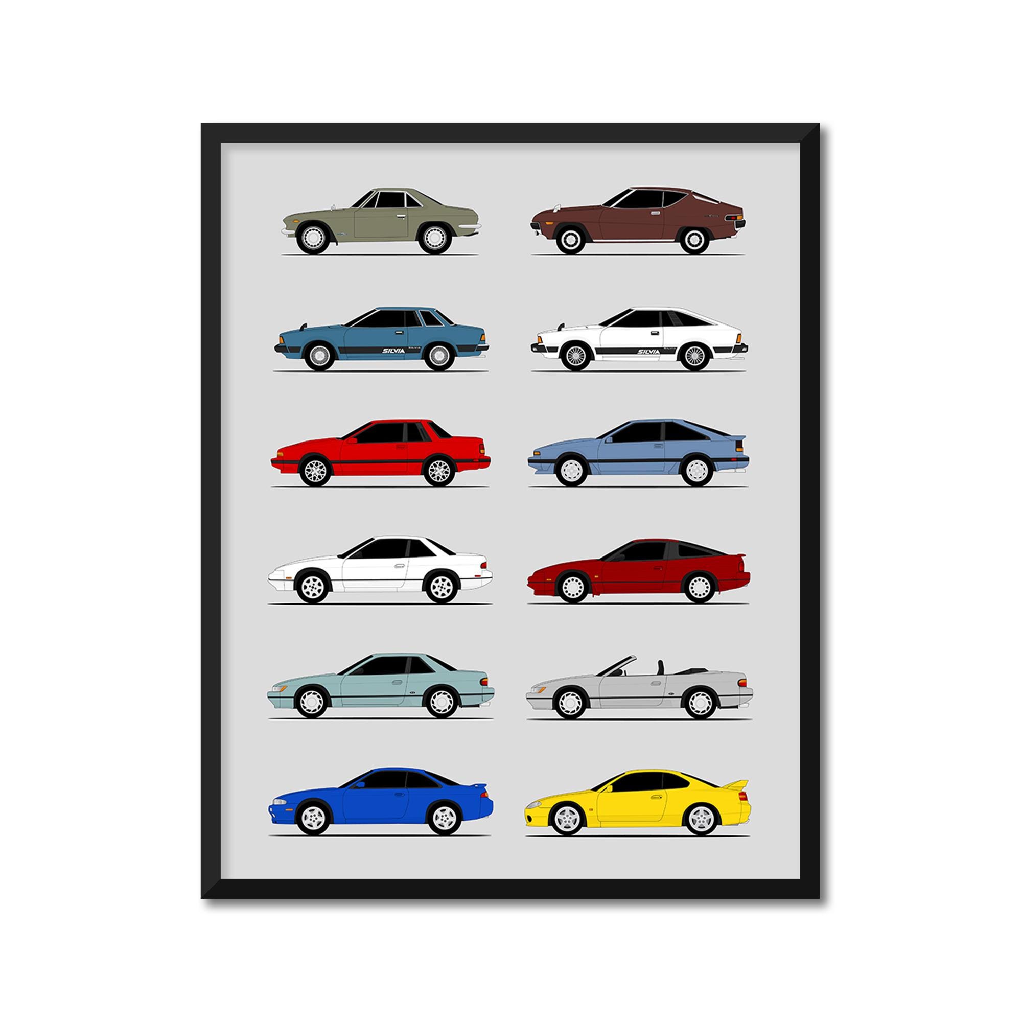 Nissan Silvia (240SX) Car Poster (side Profile) Print Wall Art