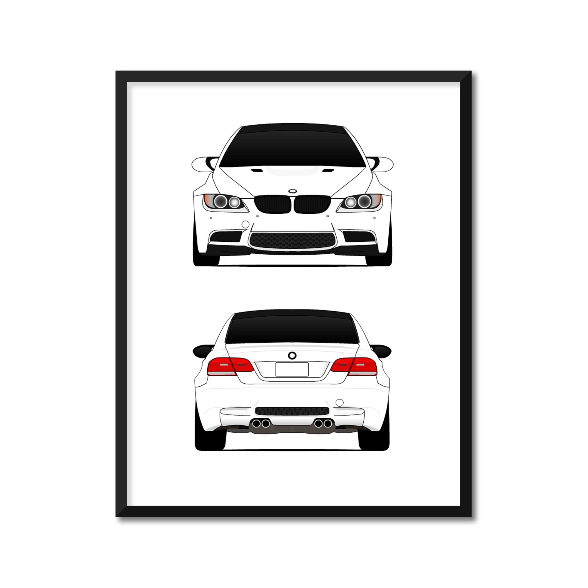 Bmw M3 E92 Front And Rear View Poster Print 3 Series Etsy