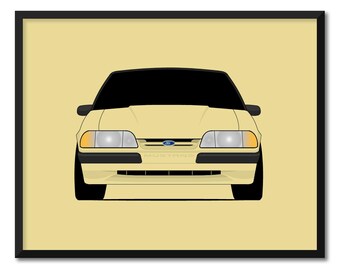 Ford Mustang LX décapotable (1987-1993) Fox Body Poster impression art mural déco CX1 (sans cadre)