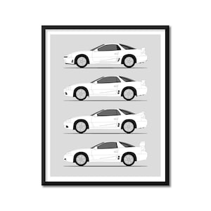 Mitsubishi 3000GT Inspired (Side Profile) Poster Print Wall Art Decor Mitsubishi 3000GT VR4 Generations History Evolution BX1 (Unframed)