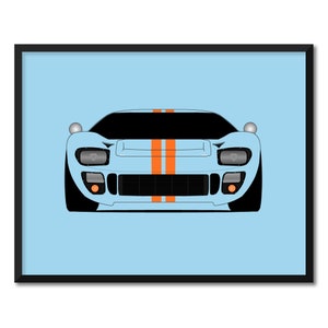 Ford GT40 (1964-1965) Inspired Car Poster Print Wall Art Decor Carroll Shelby Le Mans CX2 (Unframed)