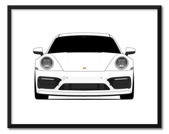 Porsche 911 Carrera 4S (2020-2024) 992 affiche de voiture impression art déco murale CX1 (sans cadre)
