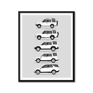 Land Rover Discovery Inspired Car Poster (Side Profile) Print Wall Art Décor Series II LR3 LR4 Generations History Evolution BX1 (Unframed)