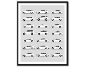 Lexus Inspired Car Poster (Side Profile) Print Wall Art Decor of the Best of Lexus Generations History Evolution BX1 (Unframed)
