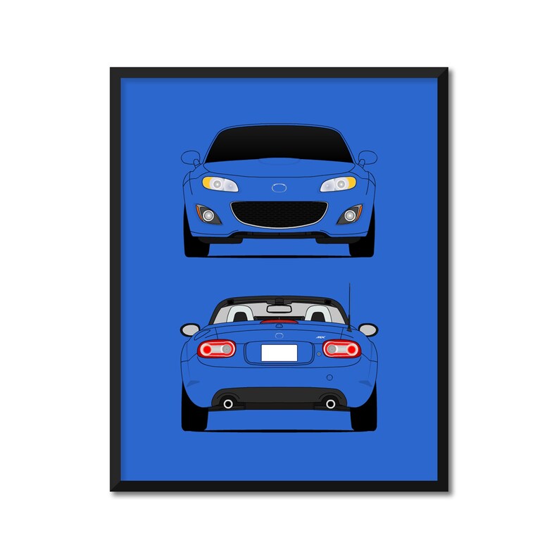 Mazda Miata MX-5 NC Roadster JDM Front and Rear View Poster Print Wall Art Decor D1
