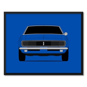 Chevy Camaro RS 1967 1e generatie geïnspireerde auto poster print Wall Art decor CX1 (ingelijst)