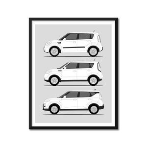 Kia Soul Inspired Poster (Side Profile) Print Wall Art Decor of the AM PS SK3 Generations History Evolution BX1 (Unframed)
