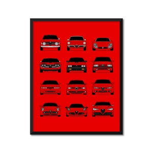 Alfa Romeo Generations Inspired Car Poster Print Wall Art Decor of the Best of Alfa Romeo History and Evolution AX2 (Unframed)