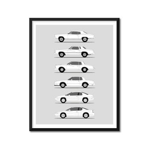 Chevy Monte Carlo Inspired Car Poster (Side Profile) Print of the Chevy Monte Carlo SS Z34 Generations History Evolution BX1 (Unframed)