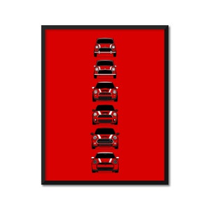 Mini Cooper Generations Inspired Car Poster Print Wall Art Decor of the History and Evolution of the Mini AX3 (Unframed)