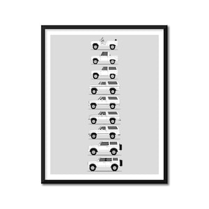 Ford Bronco Inspired Car Poster (Side Profile) Print Wall Art Decor of the Bronco II SUV Sport Generations History Evolution BX1 (Unframed)