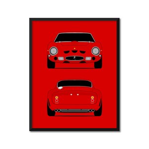 Ferrari 250 GTO (1962-1964) (Front and Rear) Inspired Car Poster Print Wall Art Decor DX1 (Unframed)