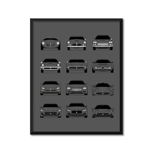 Maserati History and Evolution Inspired Car Poster Print Wall Art Best of Maserati Generations (MC20, Quattro, GranTurismo) AX2 (Unframed)