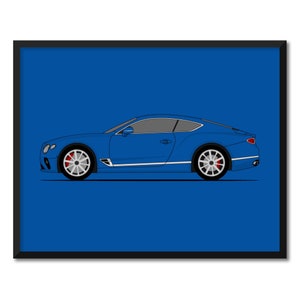 Bentley Continental GT (2018-Present) 3rd Generation (Side Profile) Inspired Car Poster Print Wall Art Decor CX3 (Unframed)