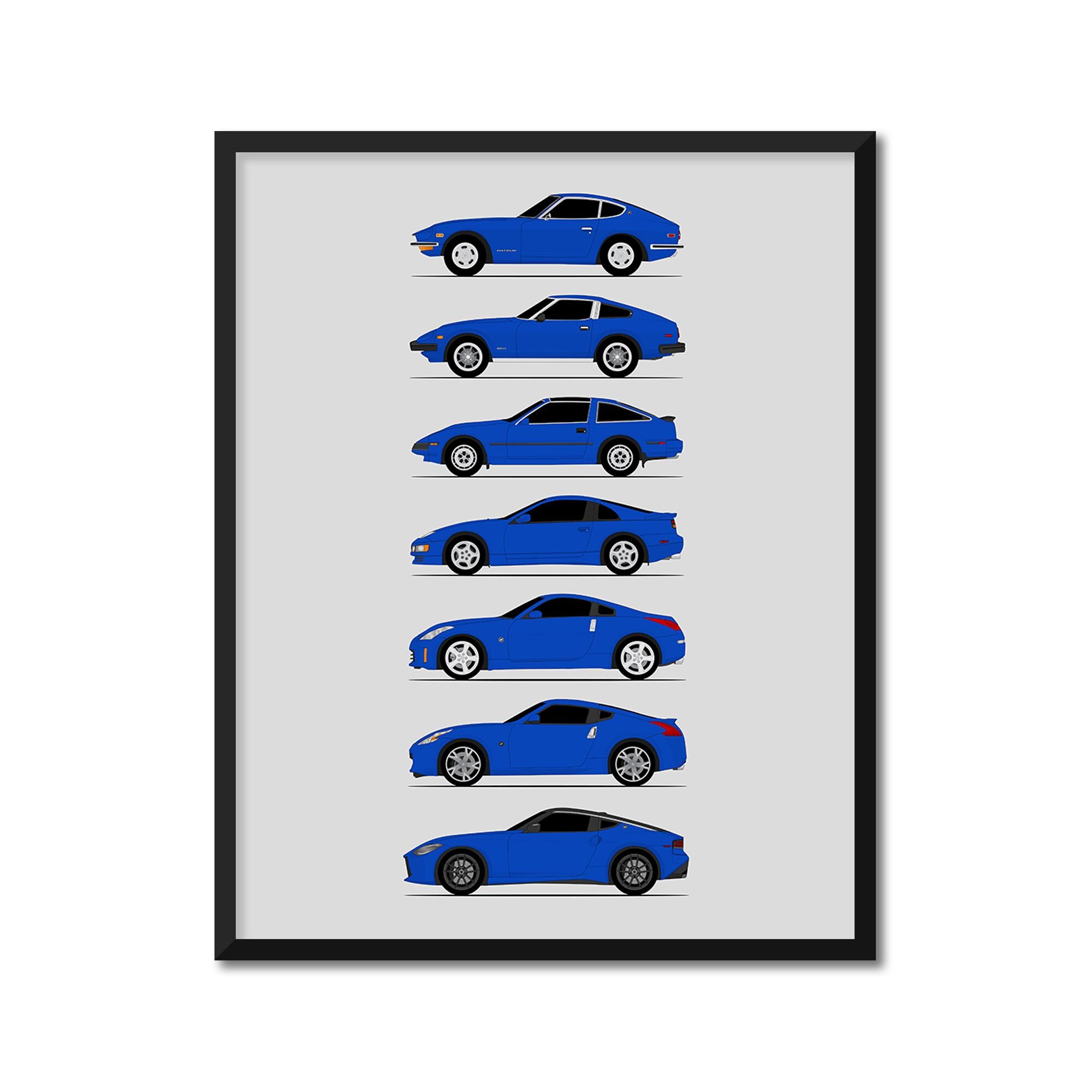 Nissan Z Car Generations Poster (side Profile) Print History