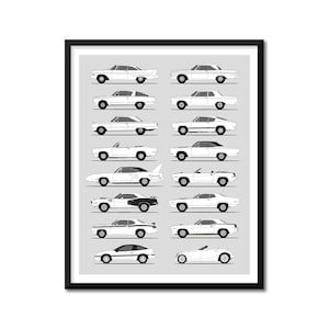 Plymouth (Chrysler) Inspired Car Poster (Side Profile) Print of the Best of Plymouth Generations History Evolution BX1 (Unframed)