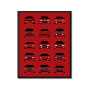 Mitsubishi History and Evolution Inspired Car Poster Print Wall Art Best of Mitsubishi Generations (EVO, Eclipse, 3000GT) AX2 (Unframed)