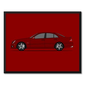 Mercedes Benz E55 W211 (2006-2009) (Side Profile) Inspired Car Poster Print Wall Art Decor (E-Class AMG) CX3 (Unframed)