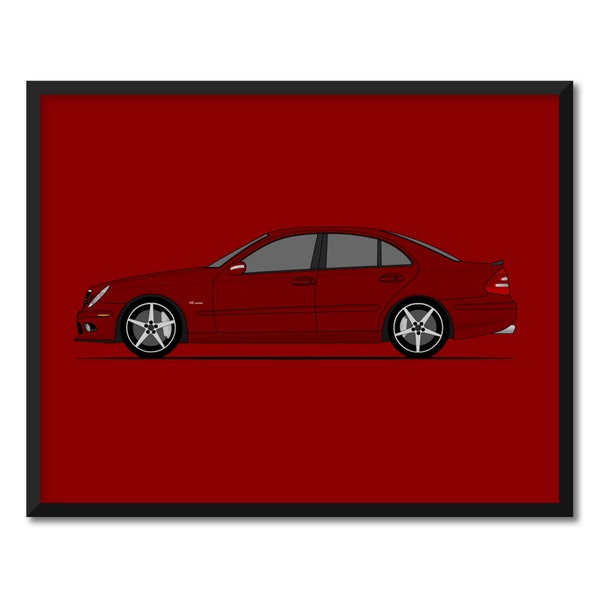 Mercedes Benz E55 W211 (2006-2009) (Side Profile) Inspired Car Poster Print Wall Art Decor (E-Class AMG) CX3 (Unframed)
