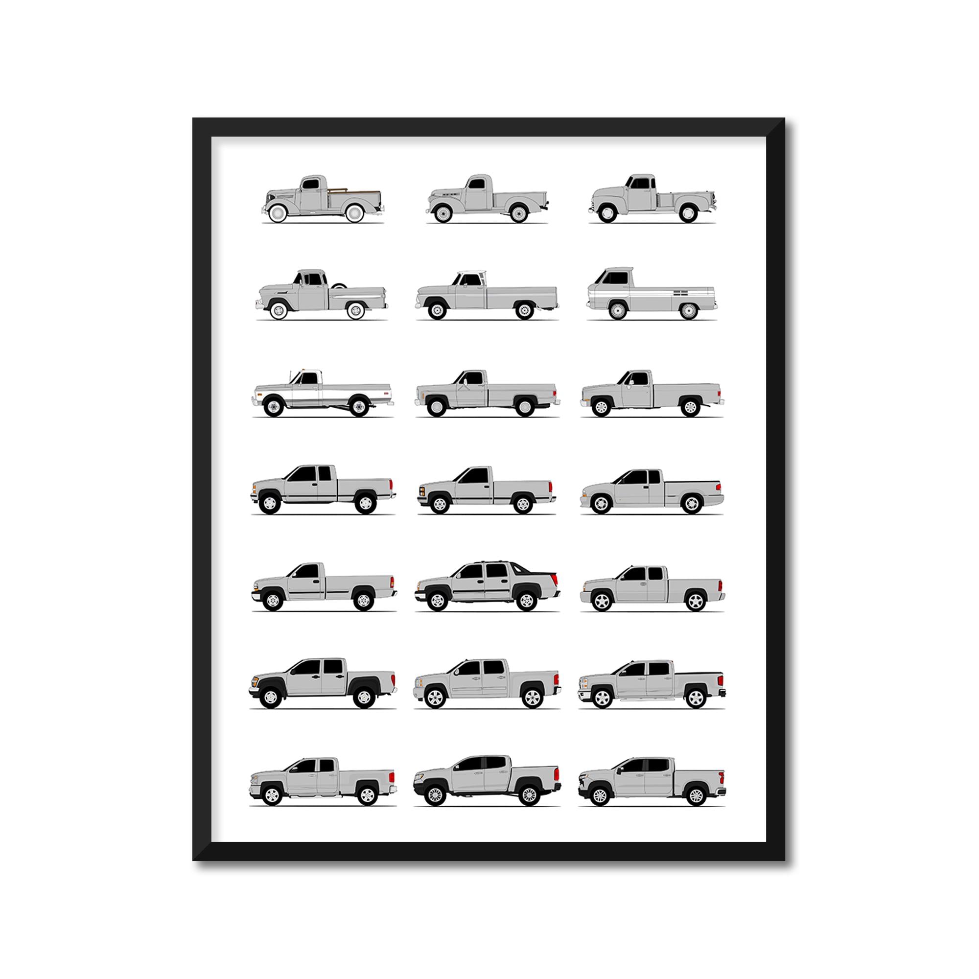 Chevy Pickup Truck Car Poster (side Profile) Print Wall Art Best of