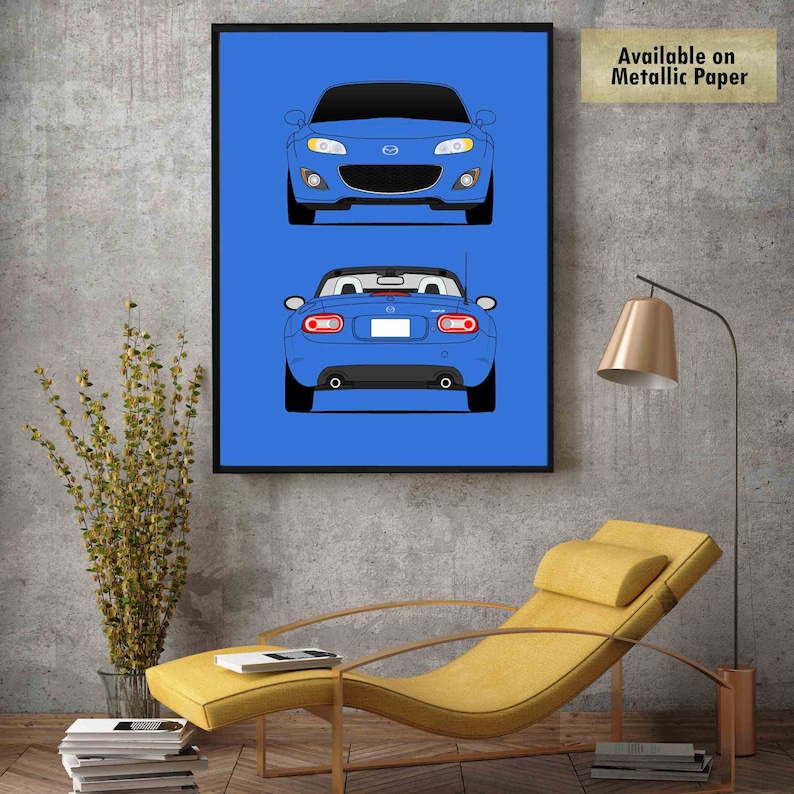 Mazda Miata MX-5 NC Roadster JDM Front and Rear View Poster Print Wall Art Decor D1