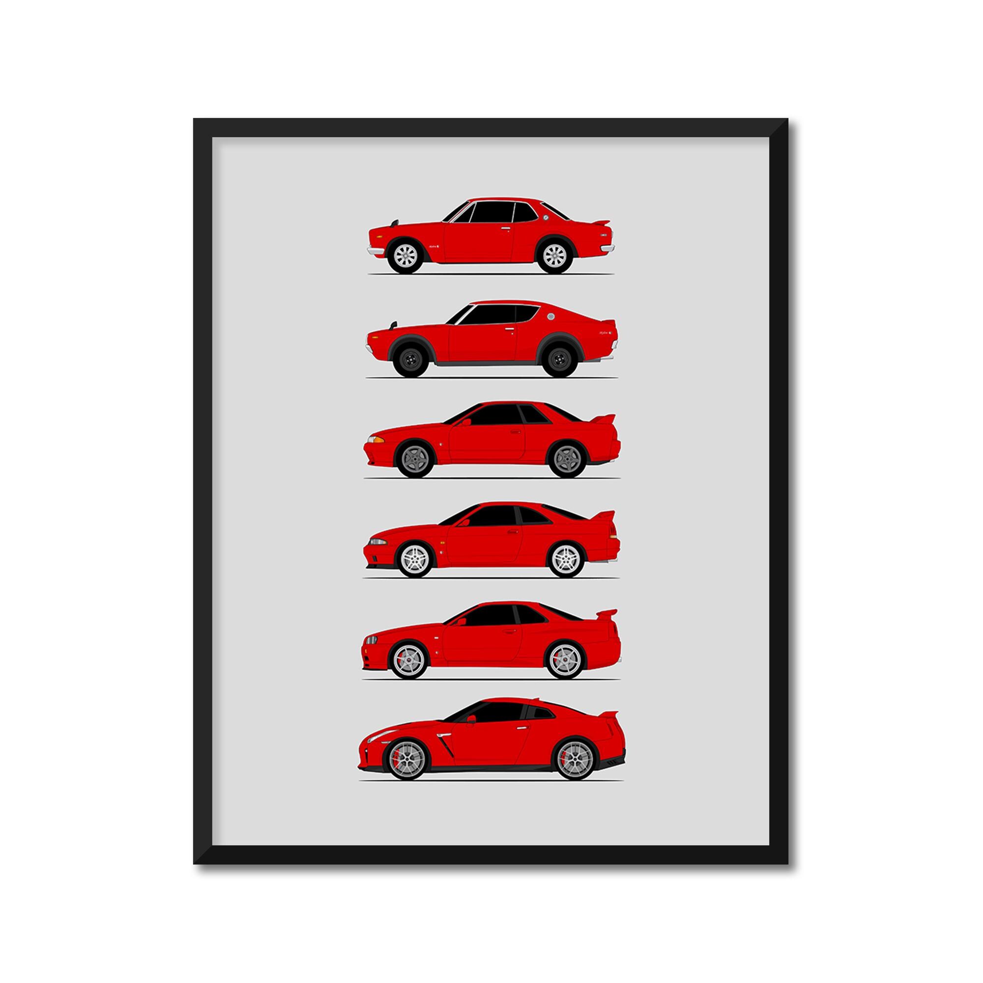 Nissan Skyline GT-R Generations Poster (side Profile) Print Art