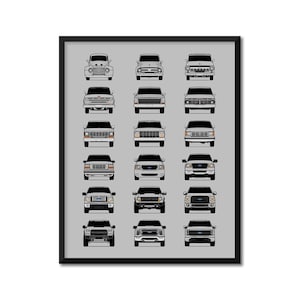 Ford F-150 Generations Inspired Poster Print Wall Art History and Evolution F150 XL XLT SXT FX4 FX2 Limited Lariat King Ranch AX2 (Unframed)