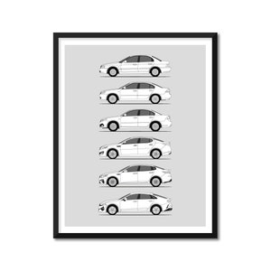Kia Optima / K5 Inspired Poster (Side Profile) Print Wall Art Decor of the Optima K5 TF JF DL3 Generations History Evolution BX1 (Unframed)