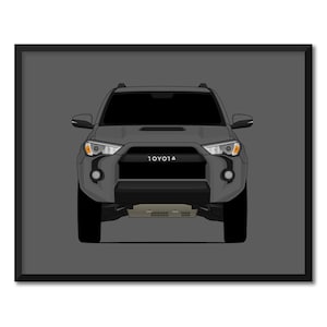 May include: A front view of a gray Toyota SUV with the word "TOYOTA" on the front grill.