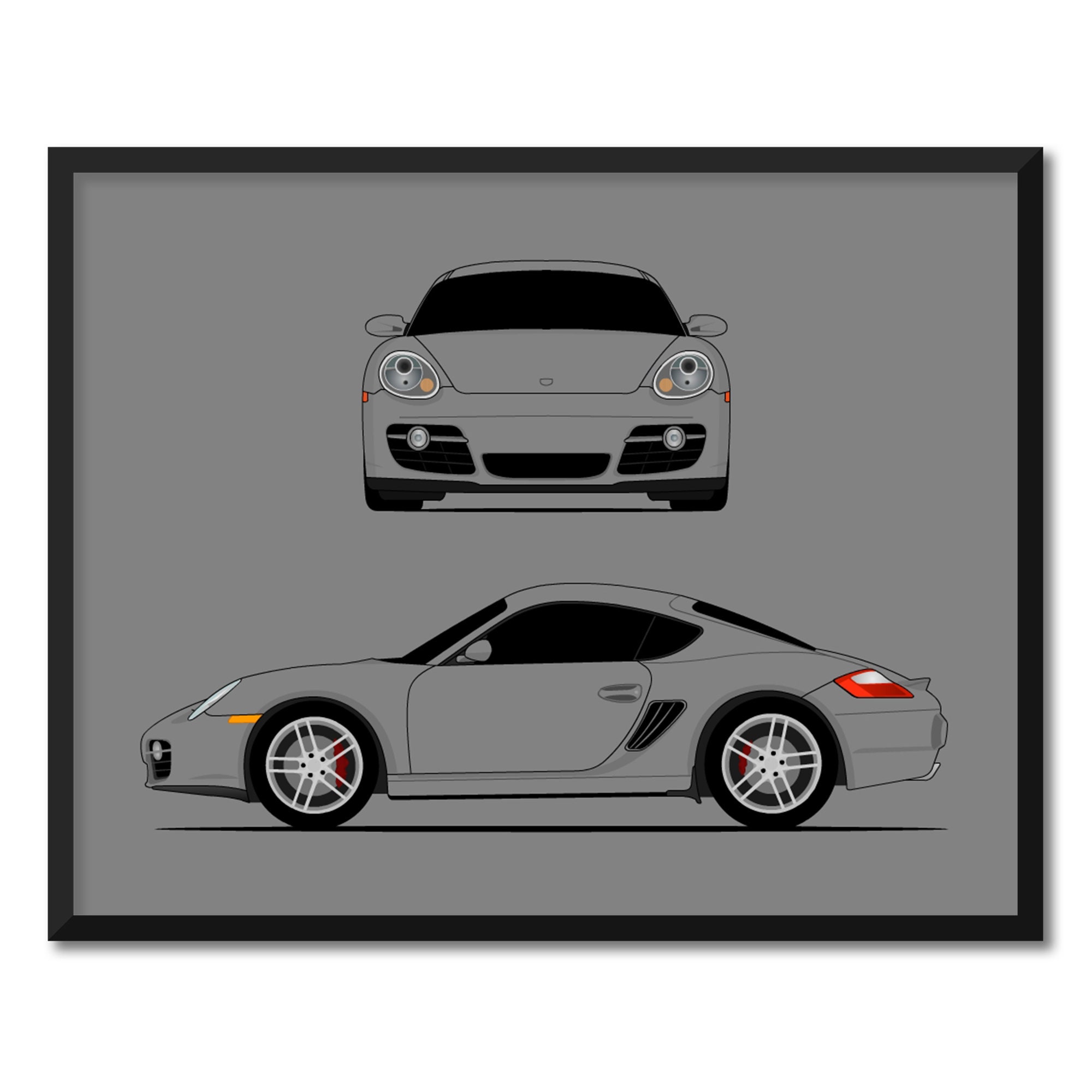 Porsche Cayman S 987 (2005-2008) (front and Side) Car Poster Print