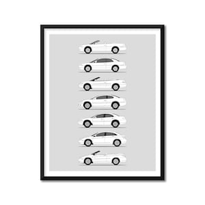 Chrysler Sebring Inspired Car Poster (Side Profile) Print of the Chrysler Sebring Generations History Evolution BX1